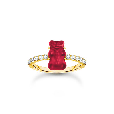THOMAS SABO x HARIBO: Gold-plated Ring with Blueberry Blue & Strawberry Red Goldbear  | THOMAS SABO Australia