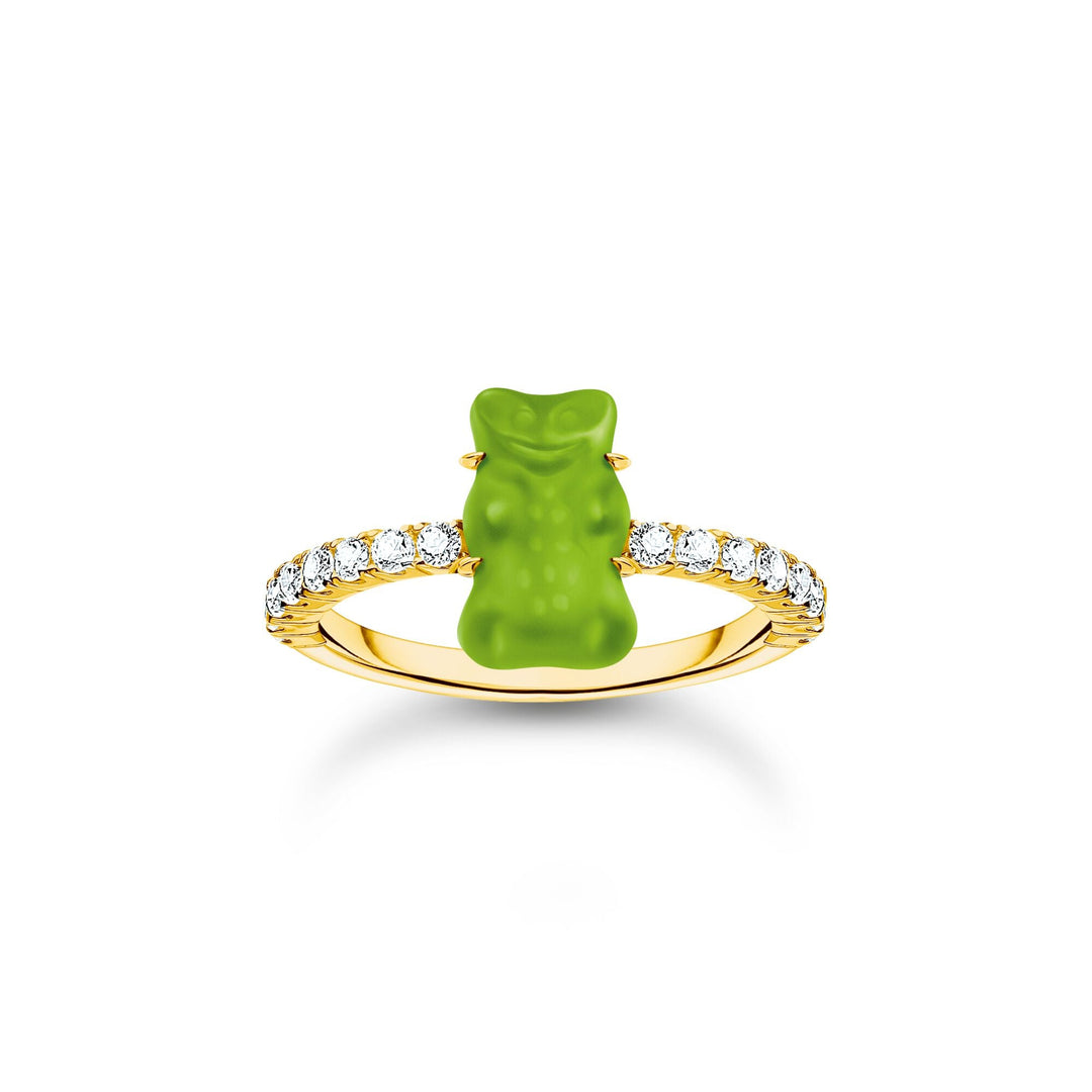 THOMAS SABO x HARIBO: Gold-plated Ring with Blueberry Blue &amp; Apple Green Goldbear  | THOMAS SABO Australia