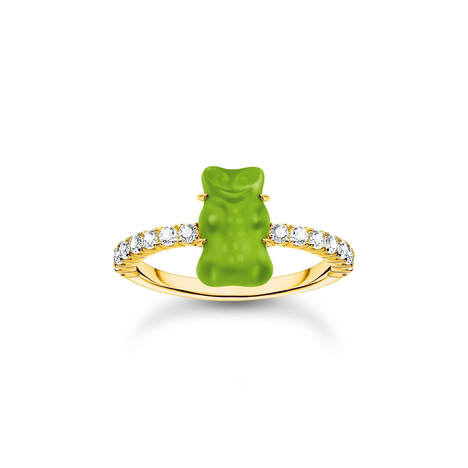 THOMAS SABO x HARIBO: Gold-plated Ring with Blueberry Blue & Apple Green Goldbear  | THOMAS SABO Australia