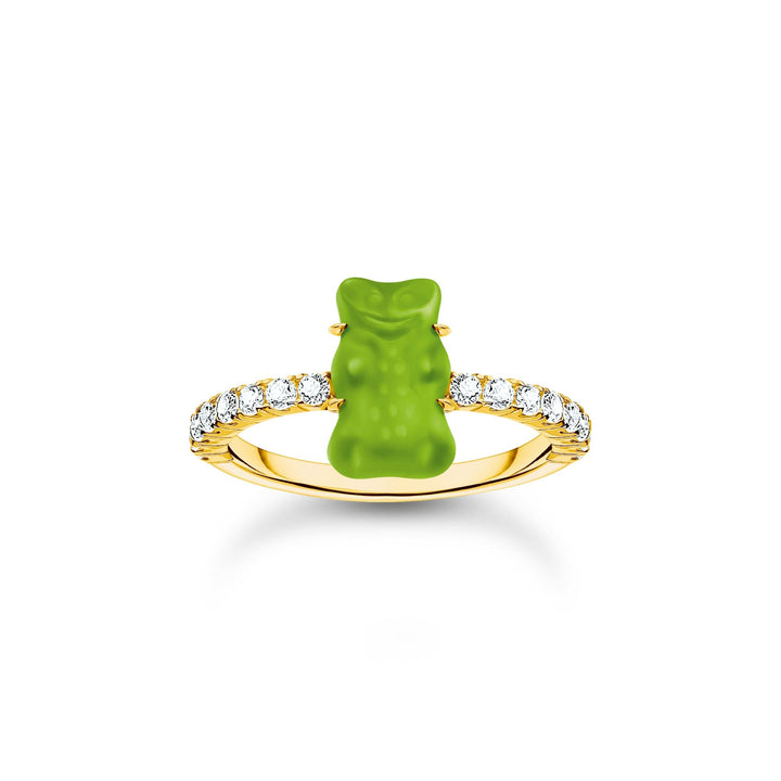 THOMAS SABO x HARIBO: Gold-plated Ring with Blueberry Blue &amp; Apple Green Goldbear  | THOMAS SABO Australia