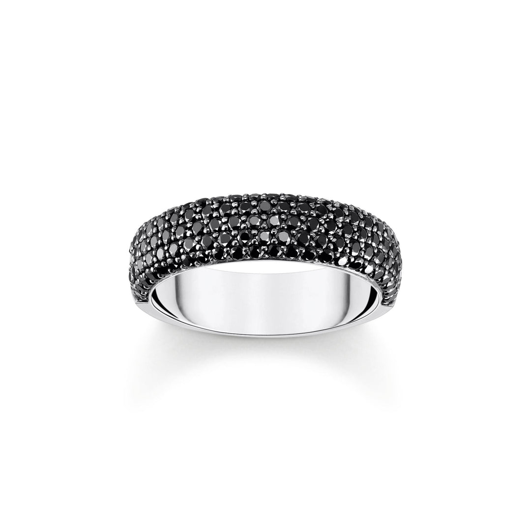 Band ring with black zirconia and engraving | THOMAS SABO Australia