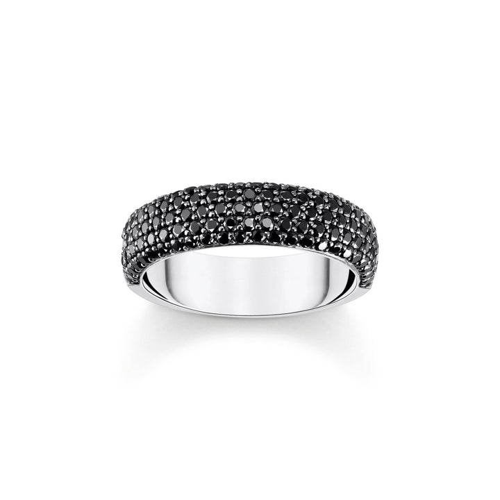 Band ring with black zirconia and engraving | THOMAS SABO Australia