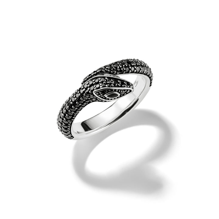 Snake ring with black zirconia