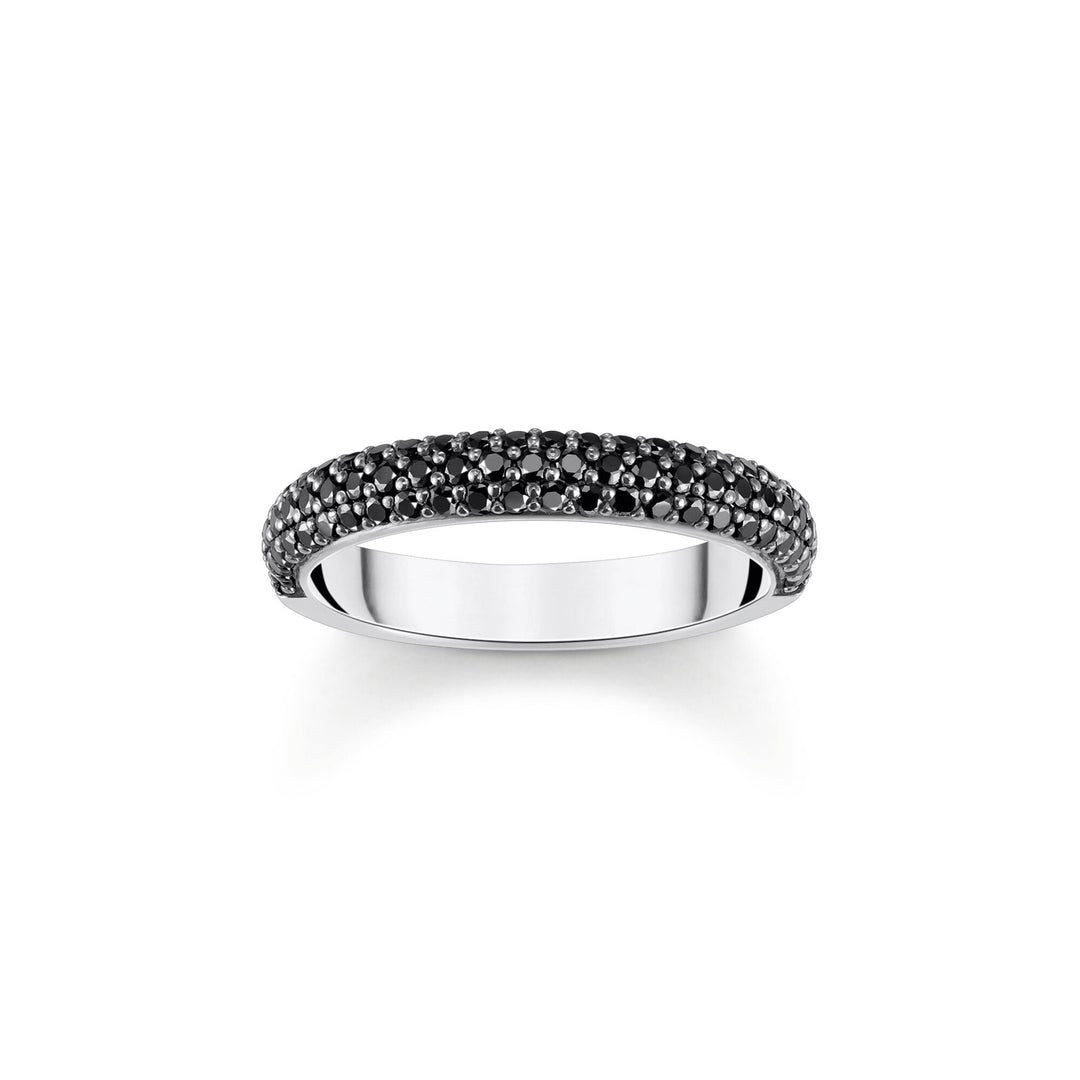 Band ring with black zirconia and engraving | THOMAS SABO Australia