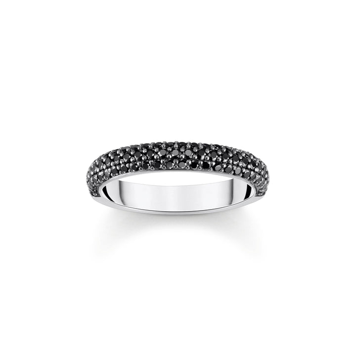 Band ring with black zirconia and engraving | THOMAS SABO Australia