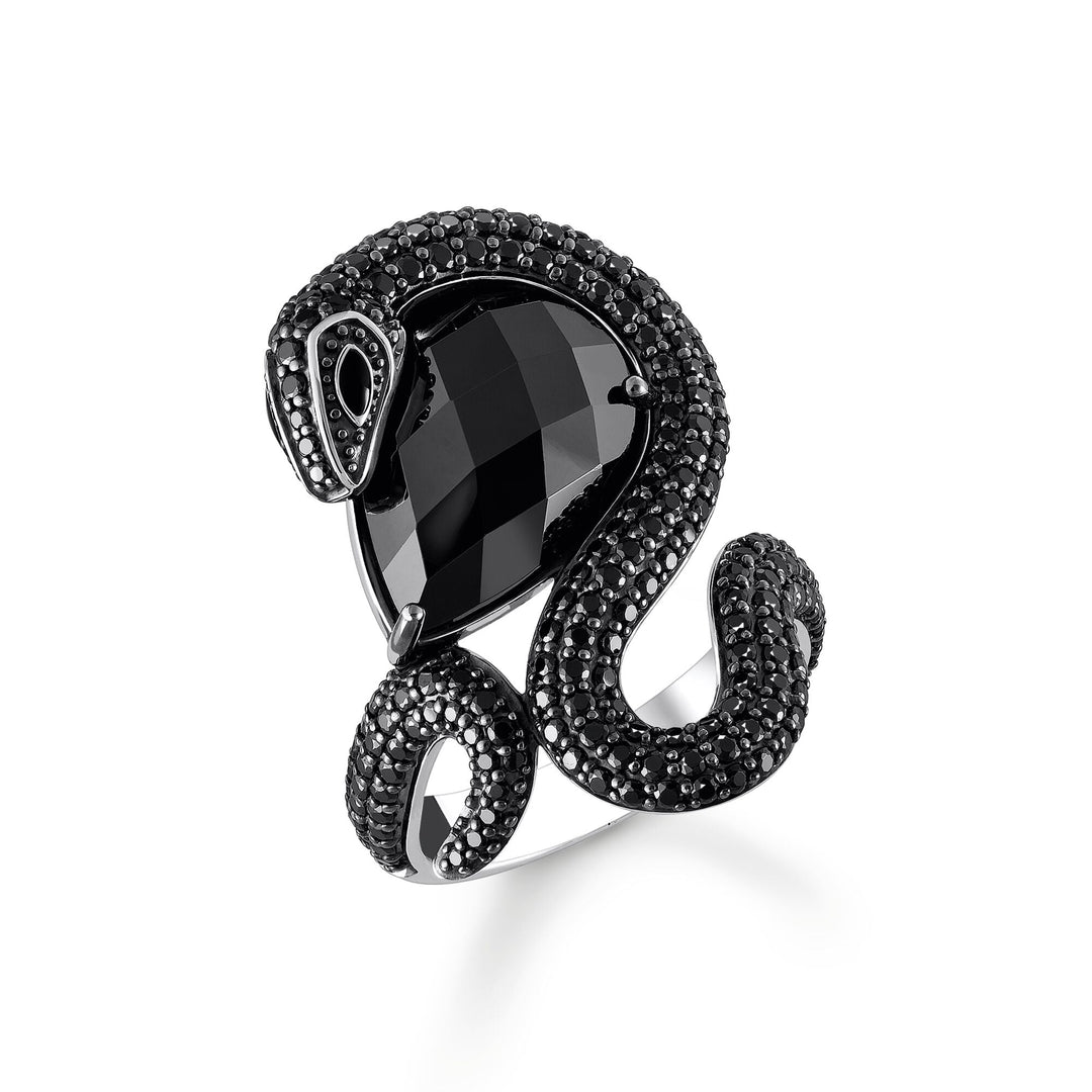 Snake ring with drop-shaped black zirconia | THOMAS SABO Australia