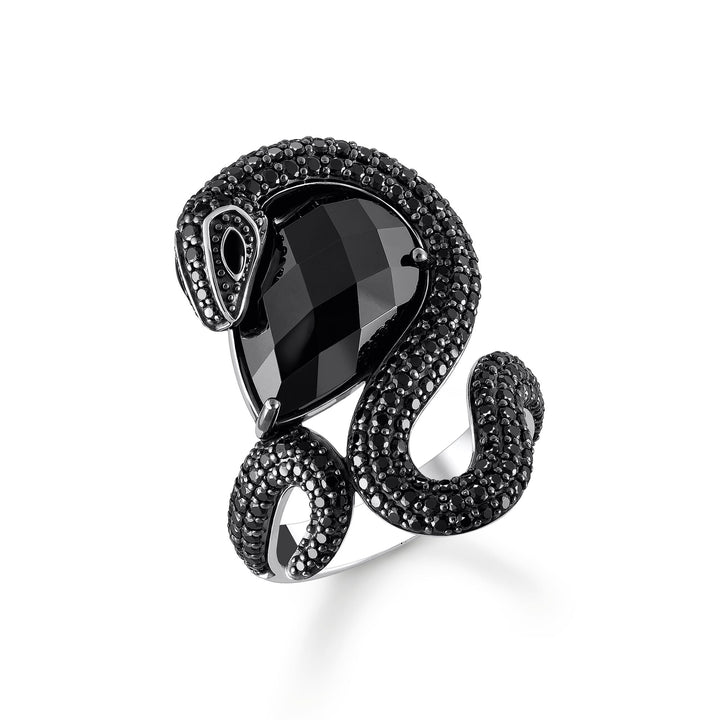 Snake ring with drop-shaped black zirconia | THOMAS SABO Australia