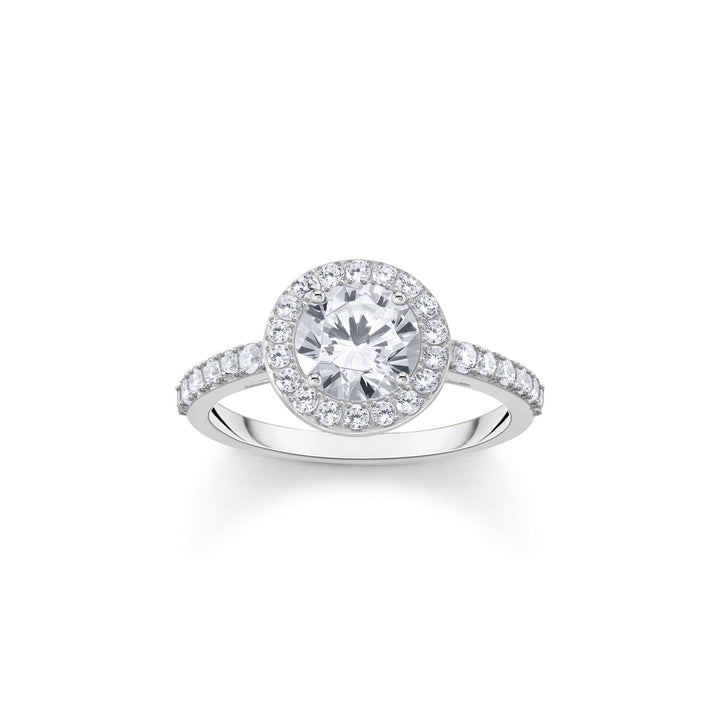 Halo ring with white zirconia in brilliant cut | THOMAS SABO Australia