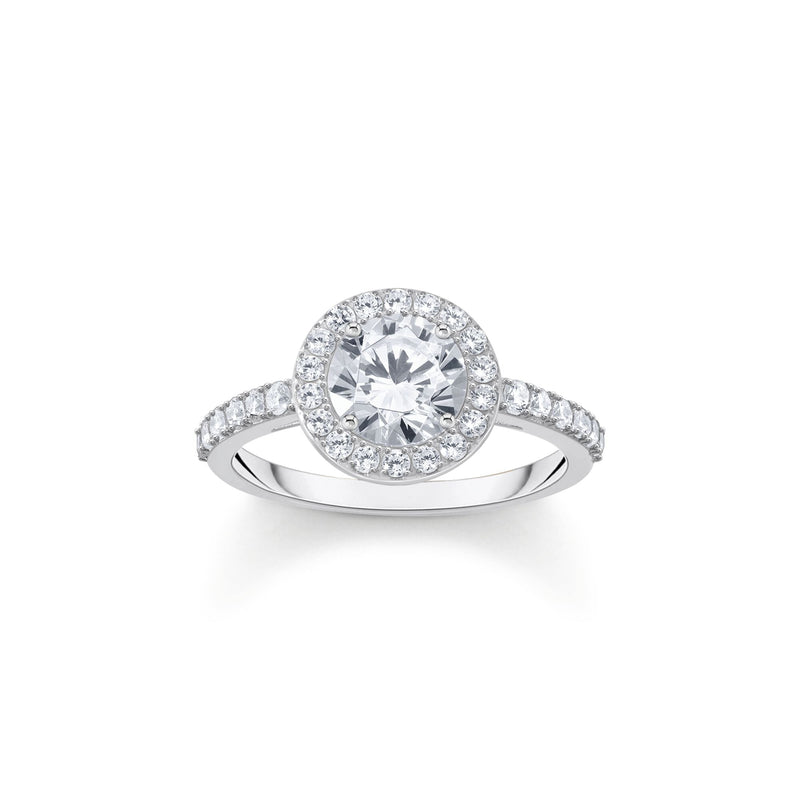 Halo ring with white zirconia in brilliant cut | THOMAS SABO Australia