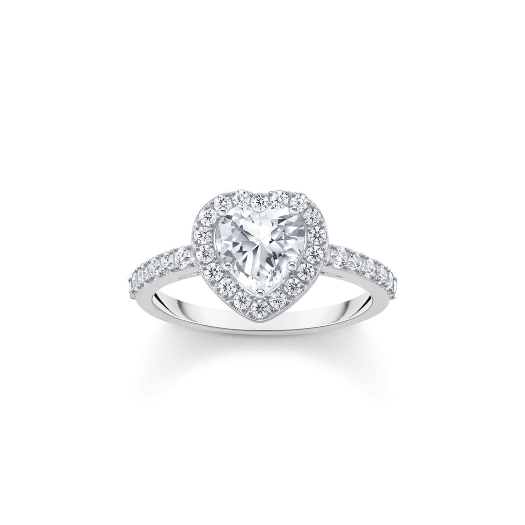 Halo ring with white, heart-shaped zirconia | THOMAS SABO Australia