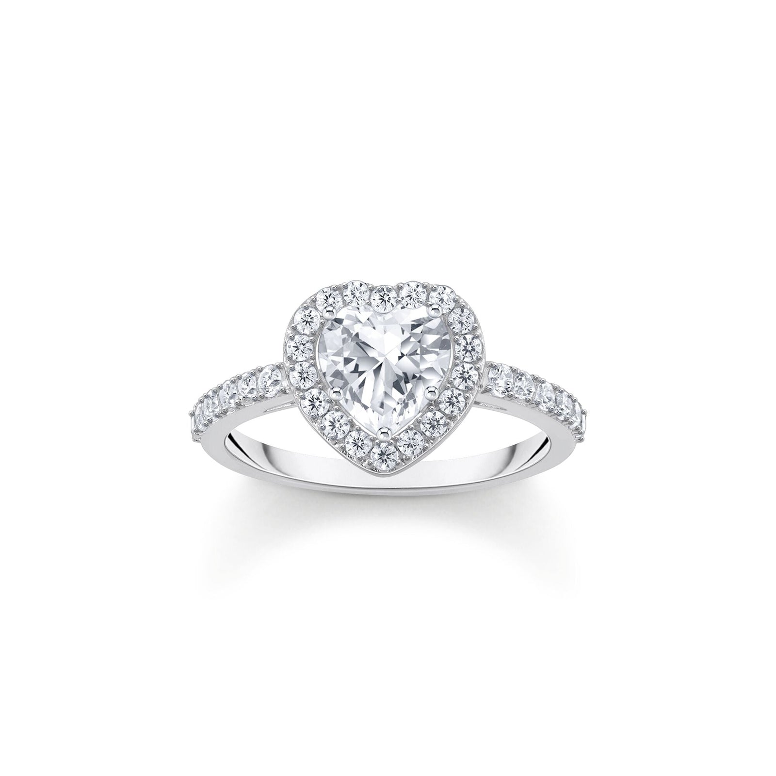 Halo ring with white, heart-shaped zirconia | THOMAS SABO Australia