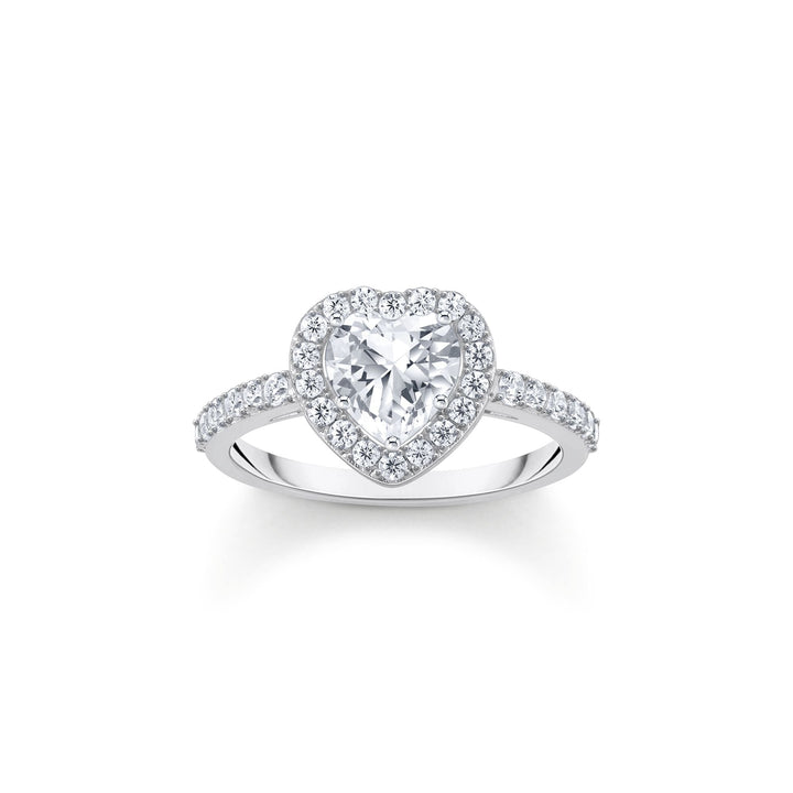 Halo ring with white, heart-shaped zirconia | THOMAS SABO Australia