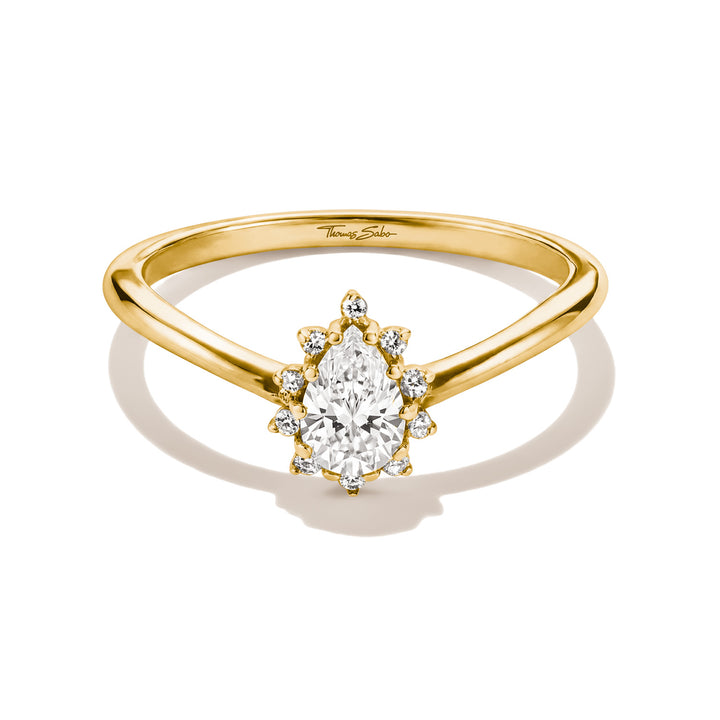 Ring with zirconia in teardrop shape