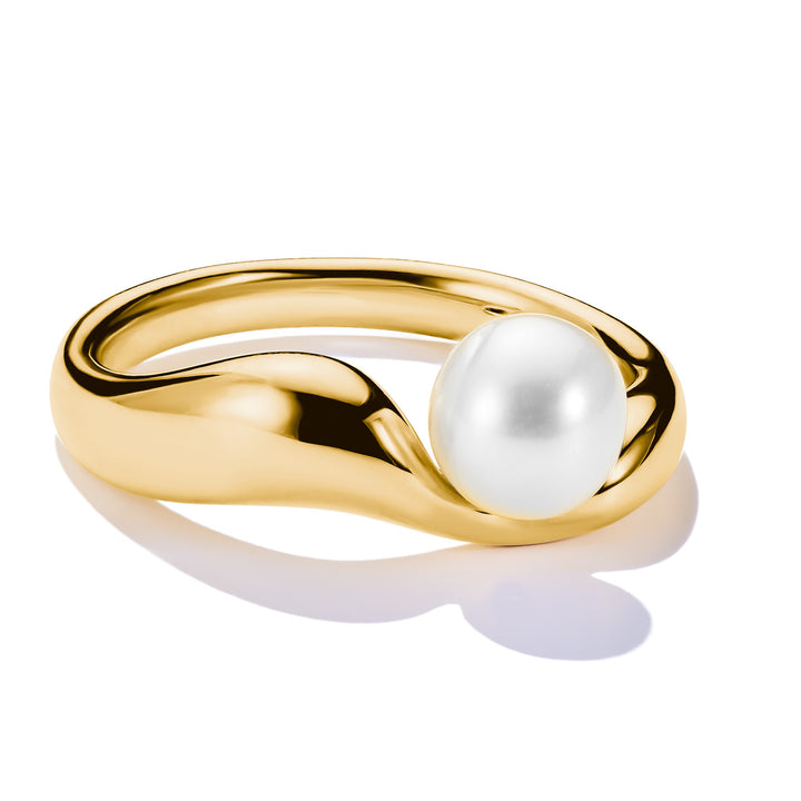 THOMAS SABO Bold Elegance yellow gold plated sterling silver and pearl ring
