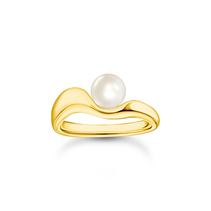 Wavy Ring with Freshwater Pearl in Gold | THOMAS SABO Australia