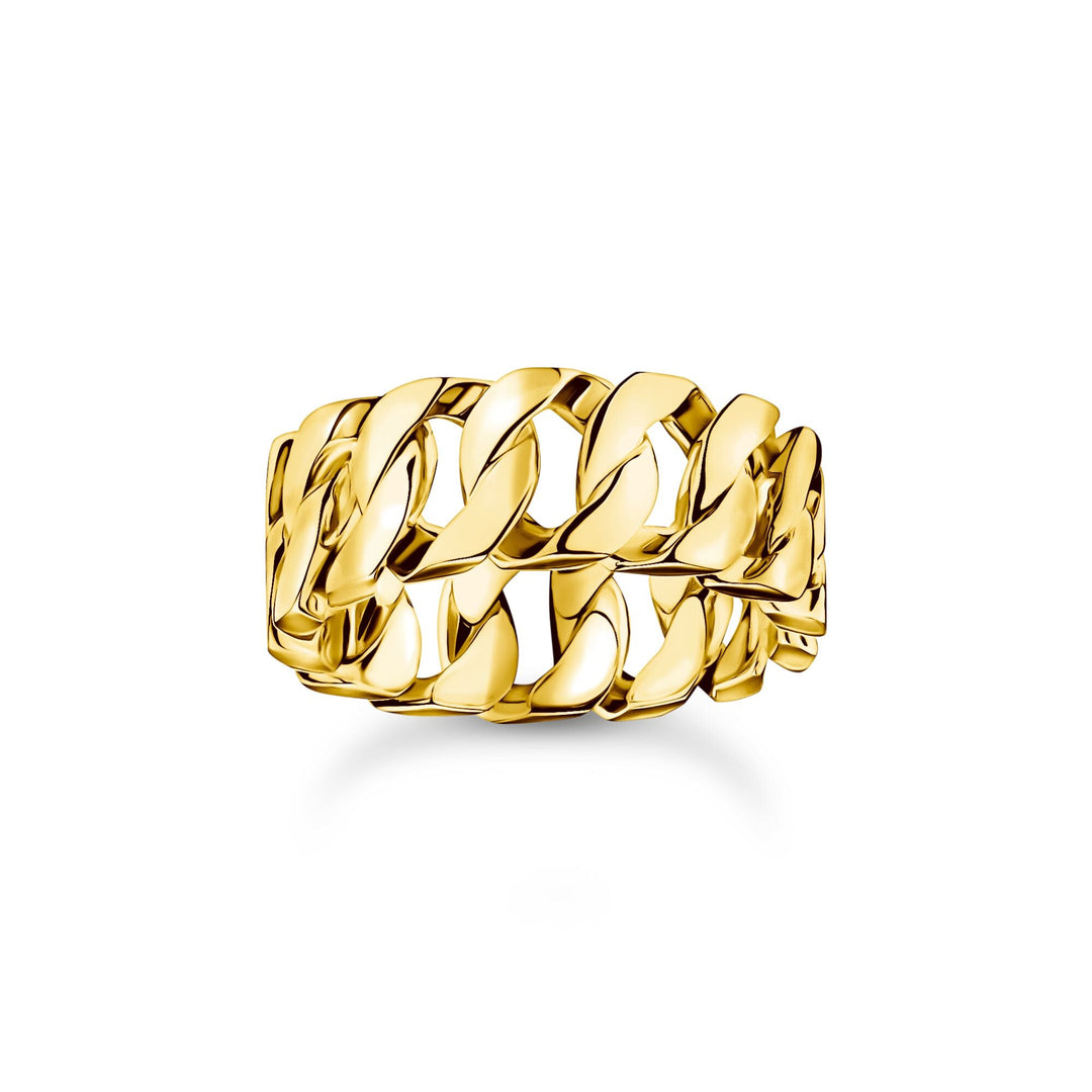 Wide gold-plated chain link ring | THOMAS SABO Australia