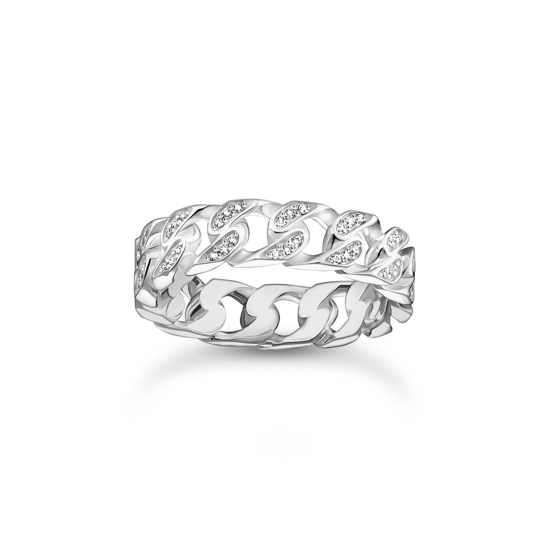 Slim ring with chain links and white stones | THOMAS SABO Australia