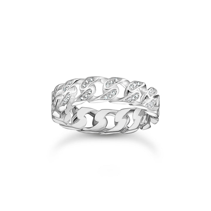 Slim ring with chain links and white stones | THOMAS SABO Australia
