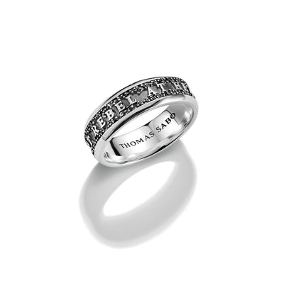 Band Ring REBEL AT HEART Lettering Black Zirconia Rebel Icons | THOMAS SABO Australia