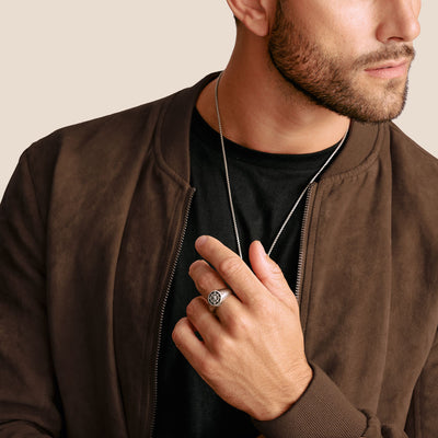 Signet Ring Compass Black Zirconia