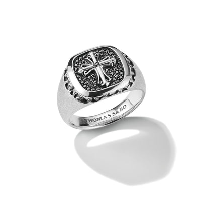 Signet Ring Cross Black Zirconia Rebel Icons | THOMAS SABO Australia