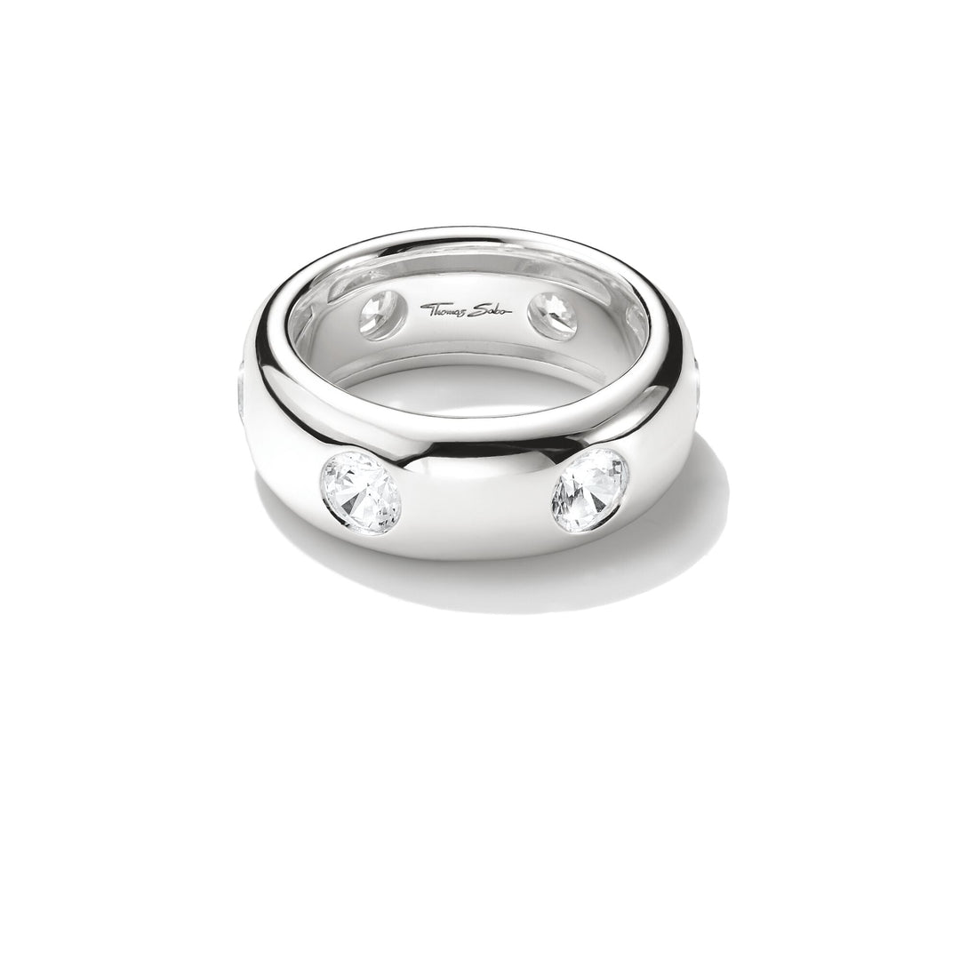 Band Ring with White Zirconia Stones
