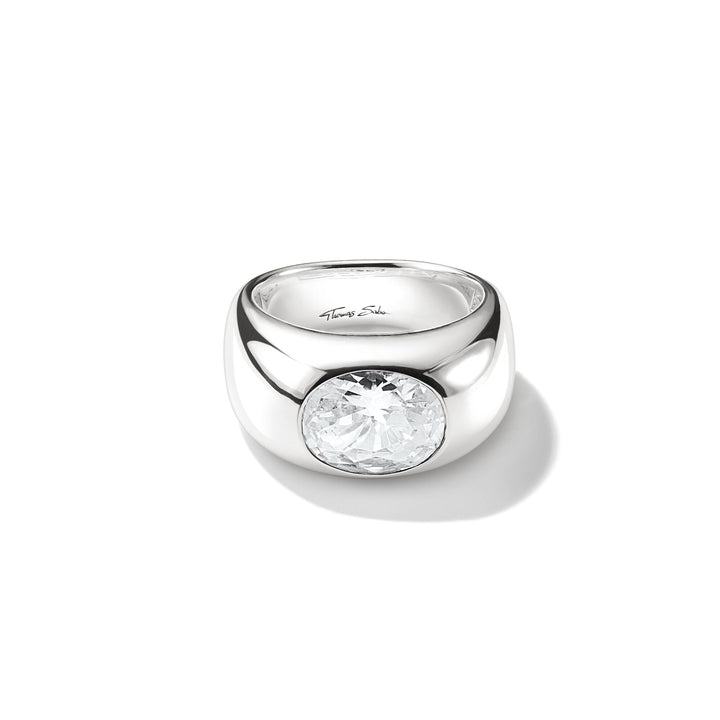 Ring with White Zirconia Stone Silver