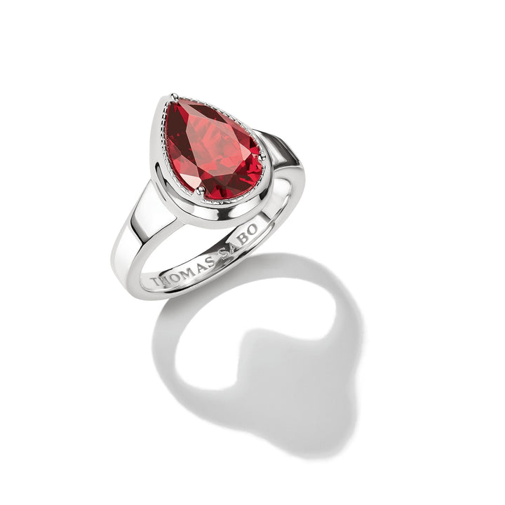 Ring with Red Teardrop Zirconia Stone Elyndra | THOMAS SABO Australia
