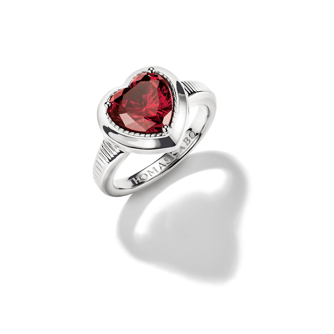 Ring with Red Heart Zirconia Stone Elyndra | THOMAS SABO Australia