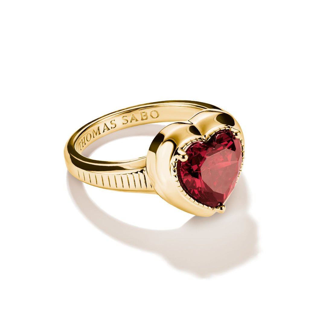 Ring with Red Heart Zirconia Stone