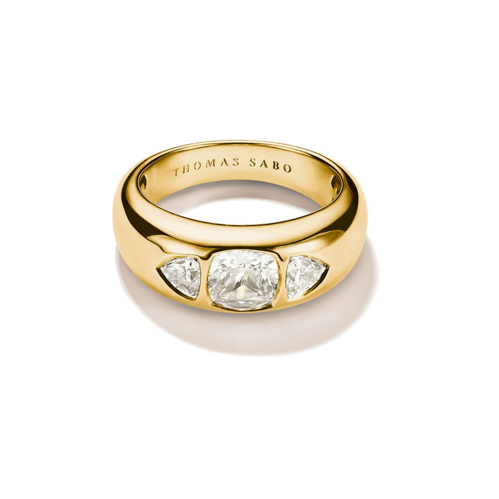 Ring with Faceted White Zirconia Stones