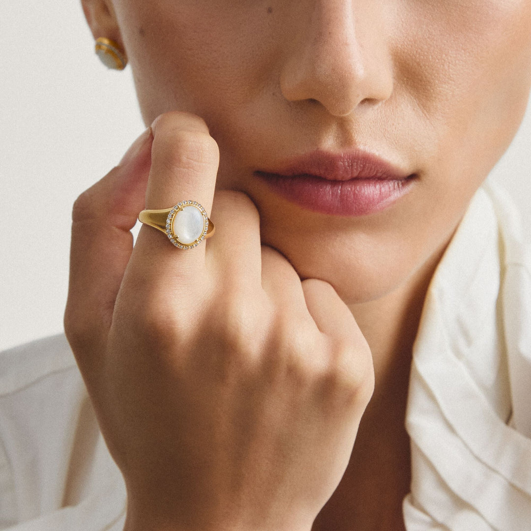 Halo ring with mother-of-pearl and zirconia | THOMAS SABO Australia