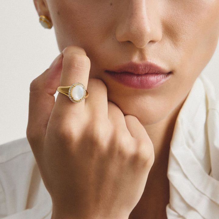 Halo ring with mother-of-pearl and zirconia | THOMAS SABO Australia