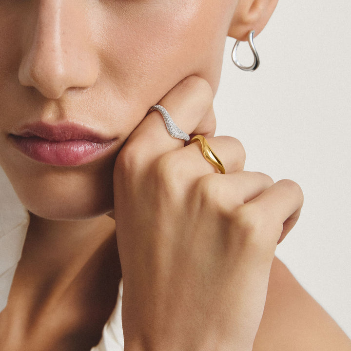 Ring with zirconia in wave shape | THOMAS SABO Australia