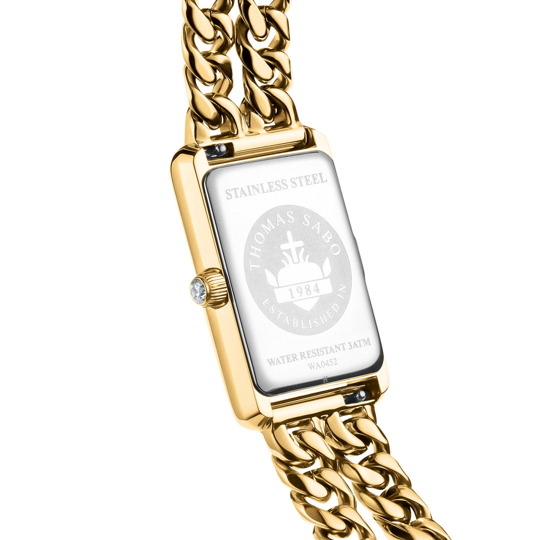 Ladies Rectangular Gold Watch with Black Dial | THOMAS SABO
