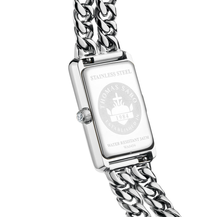 Ladies Rectangular Silver Watch with Pink Dial | THOMAS SABO
