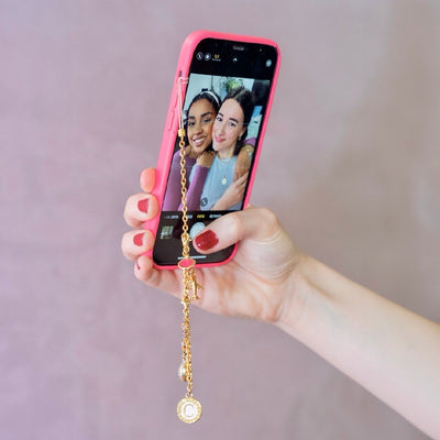Yellow-gold plated Charm Club long mobile chain