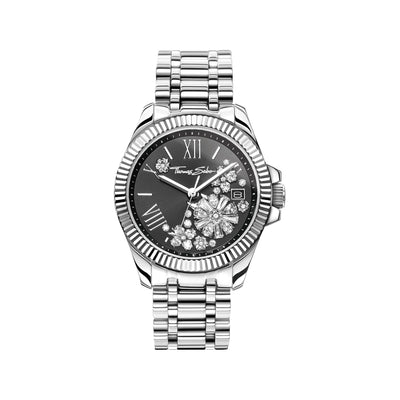 Women's watch with 33 mm, black dial and white flowers | THOMAS SABO Australia