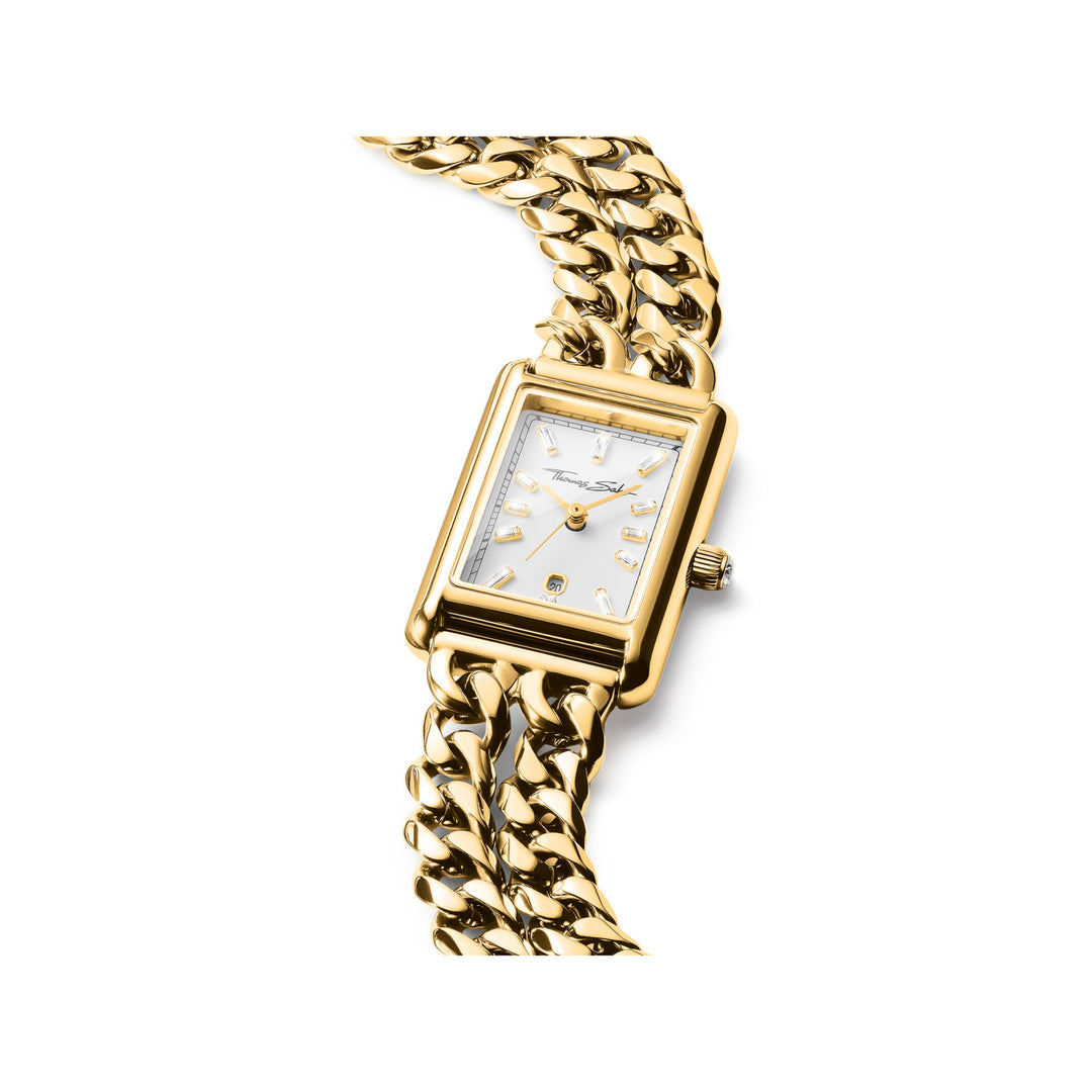 THOMAS SABO stainless steel rectangle dial gold watch