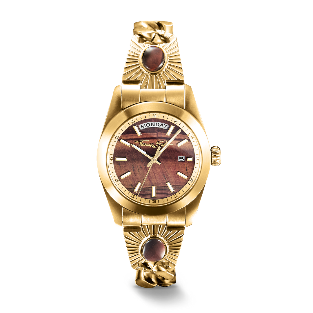 Watch Elyndra with red tiger eye dial 36 mm