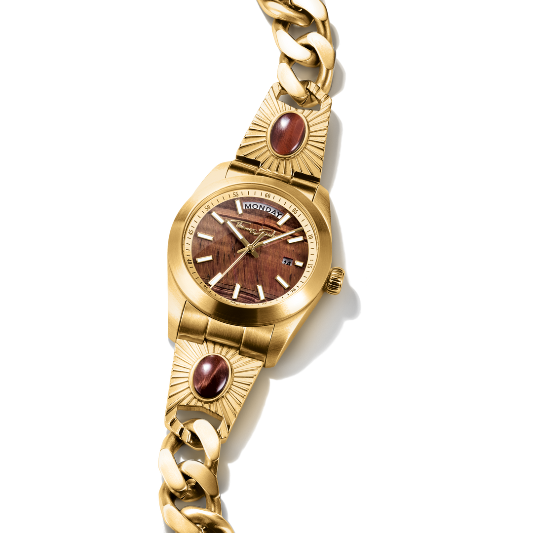 Watch Elyndra with red tiger eye dial 36 mm