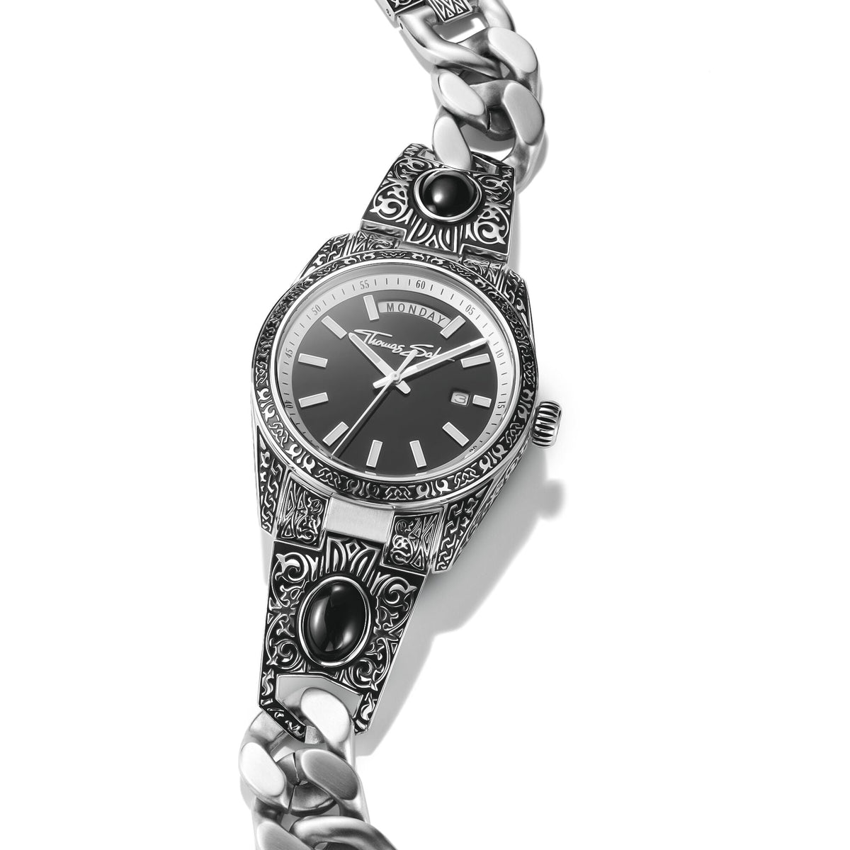 Women's Western-Style Watch with Onyx, Stainless Steel