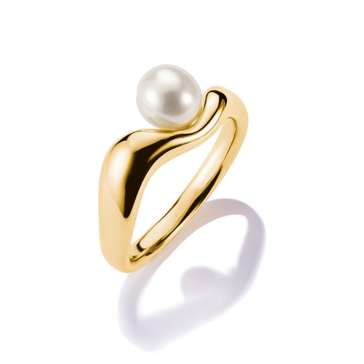 Wavy Ring with Freshwater Pearl in Gold | THOMAS SABO Australia