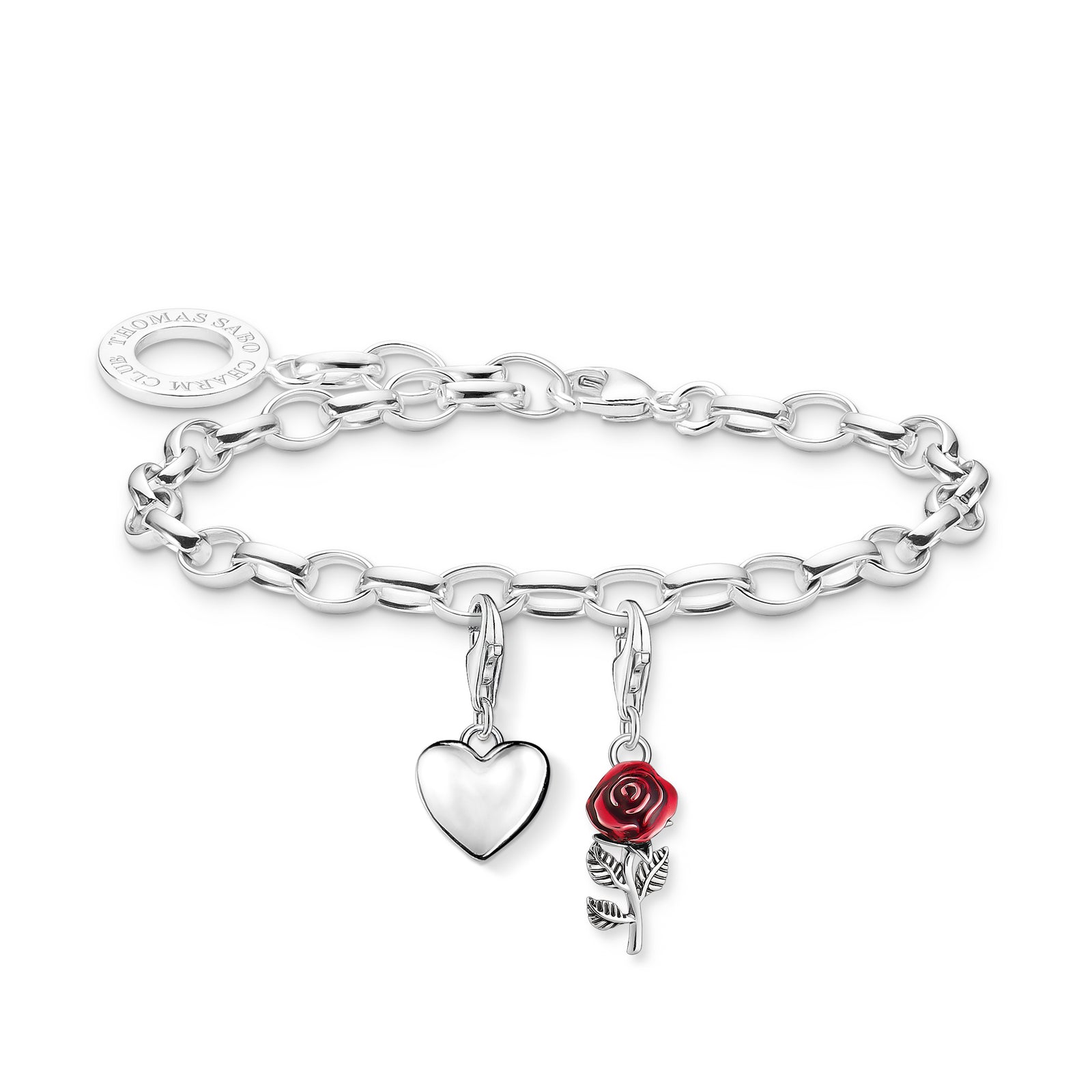 Charm Set: Red Rose & Heart Charm Bracelet