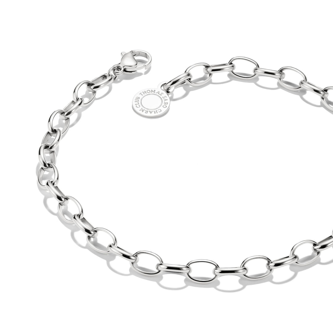 Silver-Plated Charm Club Anchor Chain Bracelet