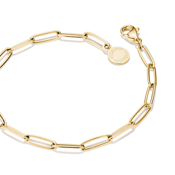 Gold-Tone Stainless Steel Charm Club Paperclip Bracelet