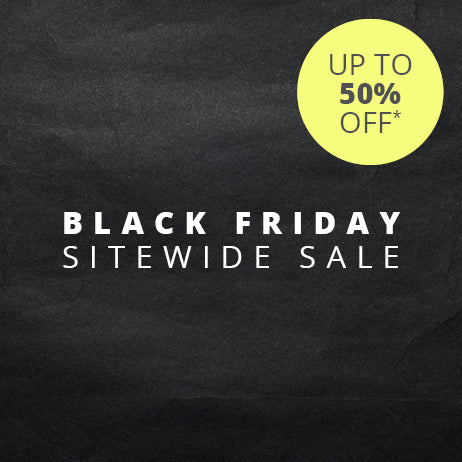 Black chalkboard background with bold text: THOMAS SABO Black Friday Sitewide Sale, up to 50% off.