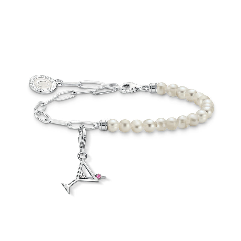 Charm Set: Cheerful cocktail glass and pearl bracelet