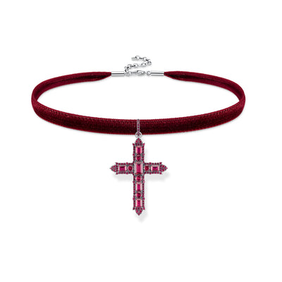 Red Romance Cross Pendant and Velvet Choker Set
