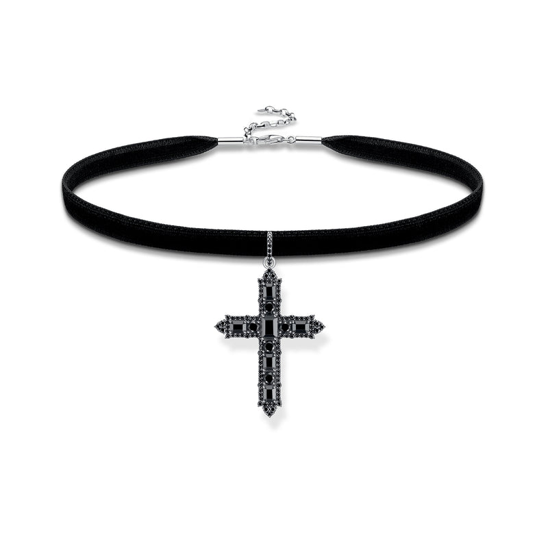 Black Romance Cross Pendant and Velvet Choker Set
